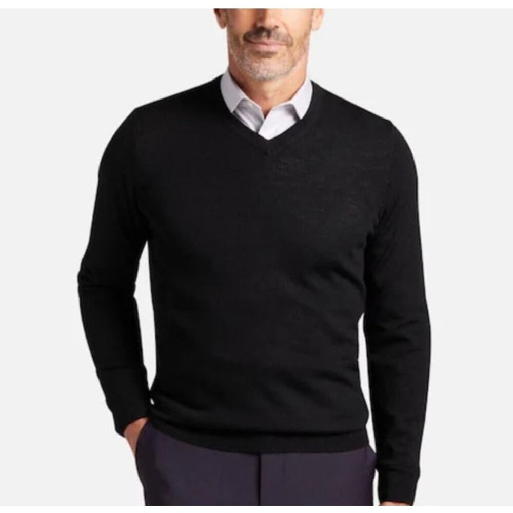 Joseph Abboud Extra Fine 100% Merino Wool V Neck Sweater US Men's L
